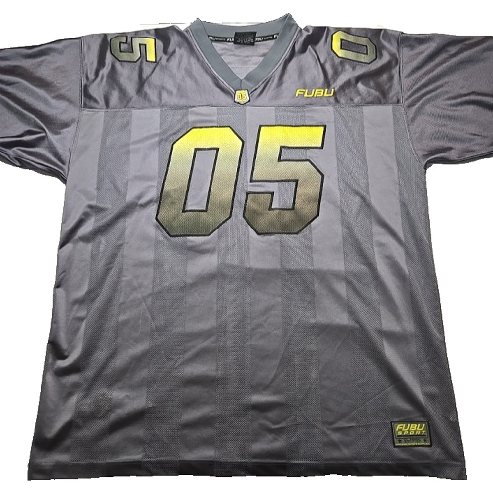 FUBU Sports Football Jersey Mens XXL GRAY AND YELLOW 05 Vintage